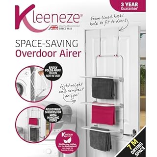Kleeneze Étendoir à Linge pour Porte 3 Niveaux, Séchoir à Linge Intérieur Suspendu 134cm, 3 Niveaux Réglables, Étendoir Peu Encombrant pour Salle de Bain/Buanderie, Installation Facile