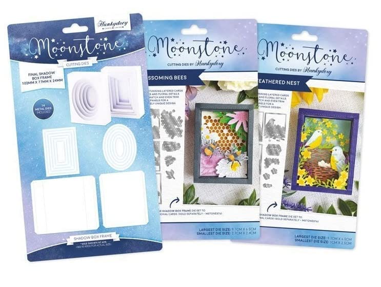 Hunkydory Moonstone Blossoming Bees - The Feathered NEST - SHADOWBOX Frames Dies Bundle