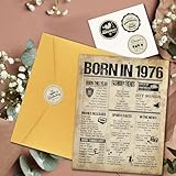 Benjia 50th Birthday Greeting Cards for Men Women, Born in 1976 UK Vintage Bday Card with Envelope, 50 Years Old Funny Birthdays Gift Card for Him Her Birthday Decoration Party Supply, 20x25 cm - Image 5