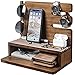 Yorbay Station de Charge en Bois, Organisateur de Bureau pour téléphone, Tablette, clefs, Lunettes, Montres, Idee Cadeau Homme Original utile, Cadeau pour l'anniversaire