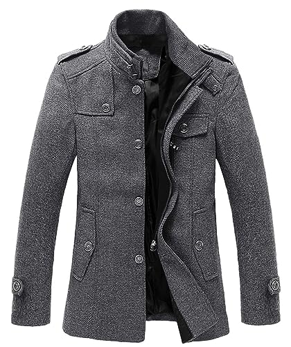 Image of chouyatou Men's Winter Stylish Wool Blend Single Breasted Military Peacoat