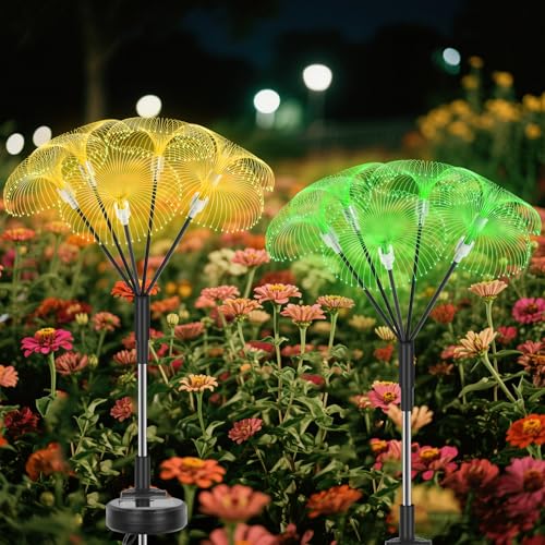 Qoosea 2 Stück Solarleuchten für Außen, Quallen LED Solarlampen mit Breiterem Wasserdichte Solarpanel für Garten Dekorat...