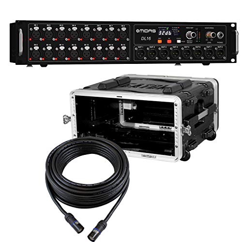 Clutch Midas DL16 – 16-Input/Stage Box with Mic Preamps,Gator Cases GR4L Case,GLS Audio Cable 50-Feet Ethercon Bundle