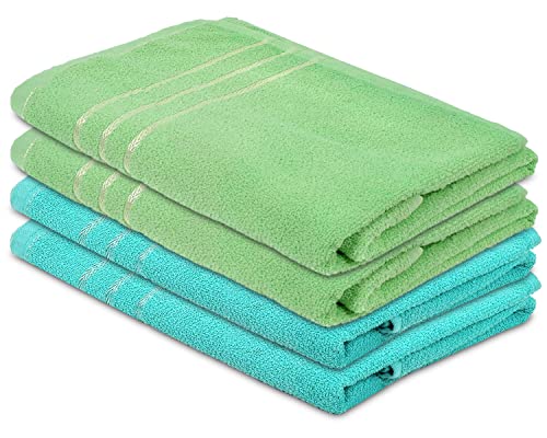 Image of Kuber Industries Super Soft, Fluffy, Absorbent Cotton Baby, Kids Bath, Face Towel Perfect for Daily Use, 19 inchx38 inch- Pack of 4 (Blue & Green), Standard