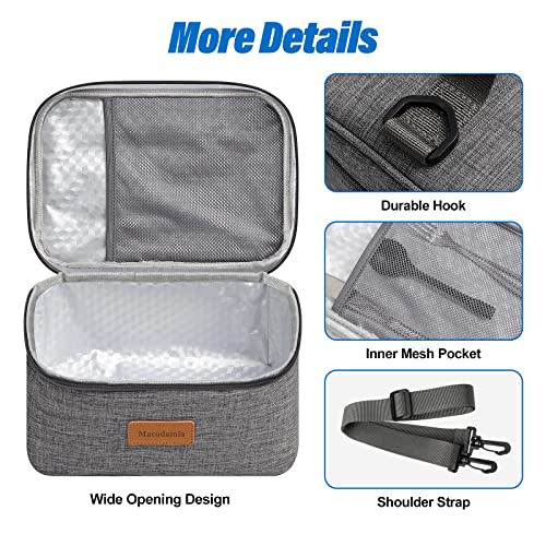 Macadamla Weinas Small Lunch Bag For Women/Men,Insulated Lunch Box Mini Cooler Bag For Adult,Collapsible Leakproof Lunchbox Lunch Bag Food Containers For Work Office Picnic Beach Grey #TOP5