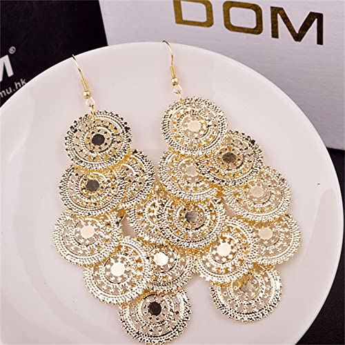 MALOYANVE Multilayered Steampunk Gear Earrings for Women Personalized Vintage Bohemian Gold Plated Gear Dangle Drop Exaggerated Car Power Tools Pendant Earrings Jewelry Gifts3