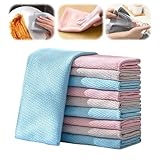 Fish Scale Streak Free Miracle Cleaning Cloth, 2025 New Reusable Microfiber Glass Cleaning Cloth for Kitchen and Auto, Lint Free Cloth Quickly Clean for Windows Glasses Windshields Mirrors (10)