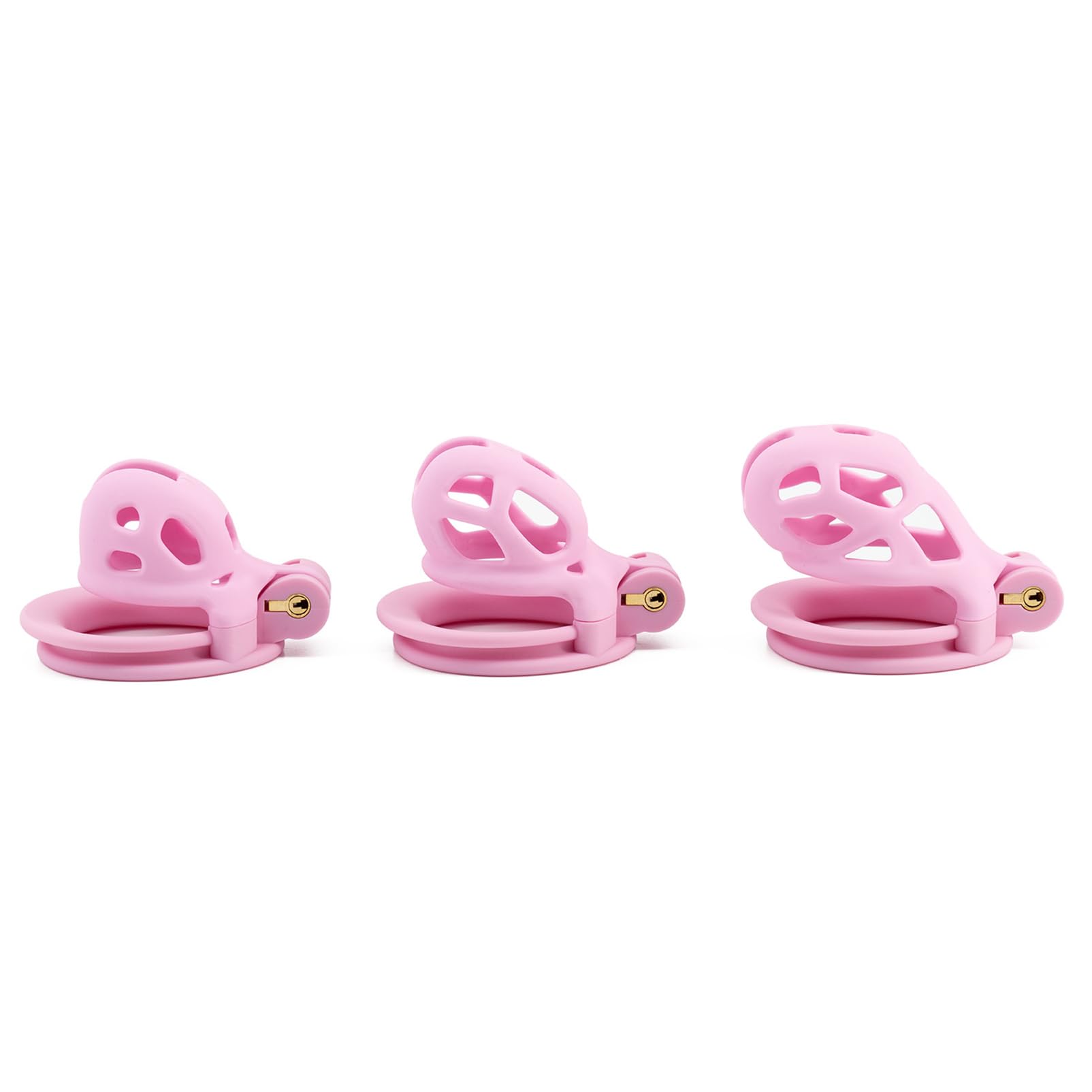 Chastity Cage Hommes avec 4 tailles différentes Double Arc Rings 3D Imprimé Cage à pénis/Cock Cage SM Bondage Sex Toy Set pour Homme Fétiche Exercice du Pénis (Nano,Pink)