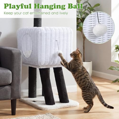 Árbol para gatos de ratán de 43 pulgadas PETSITE miniatura 5