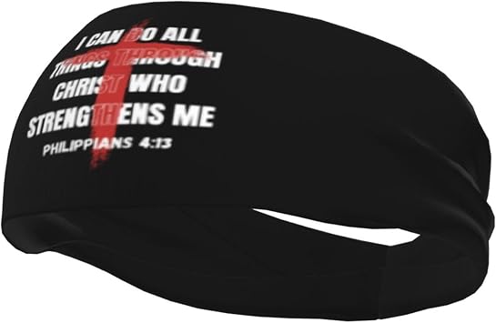 Philippians 4 13 Christian Bible Verse Gift Sports Headbands,Moisture Wicking Workout Headband, Sweatband for Running,Cycling,Football,Yoga,Hairband for Women and Men