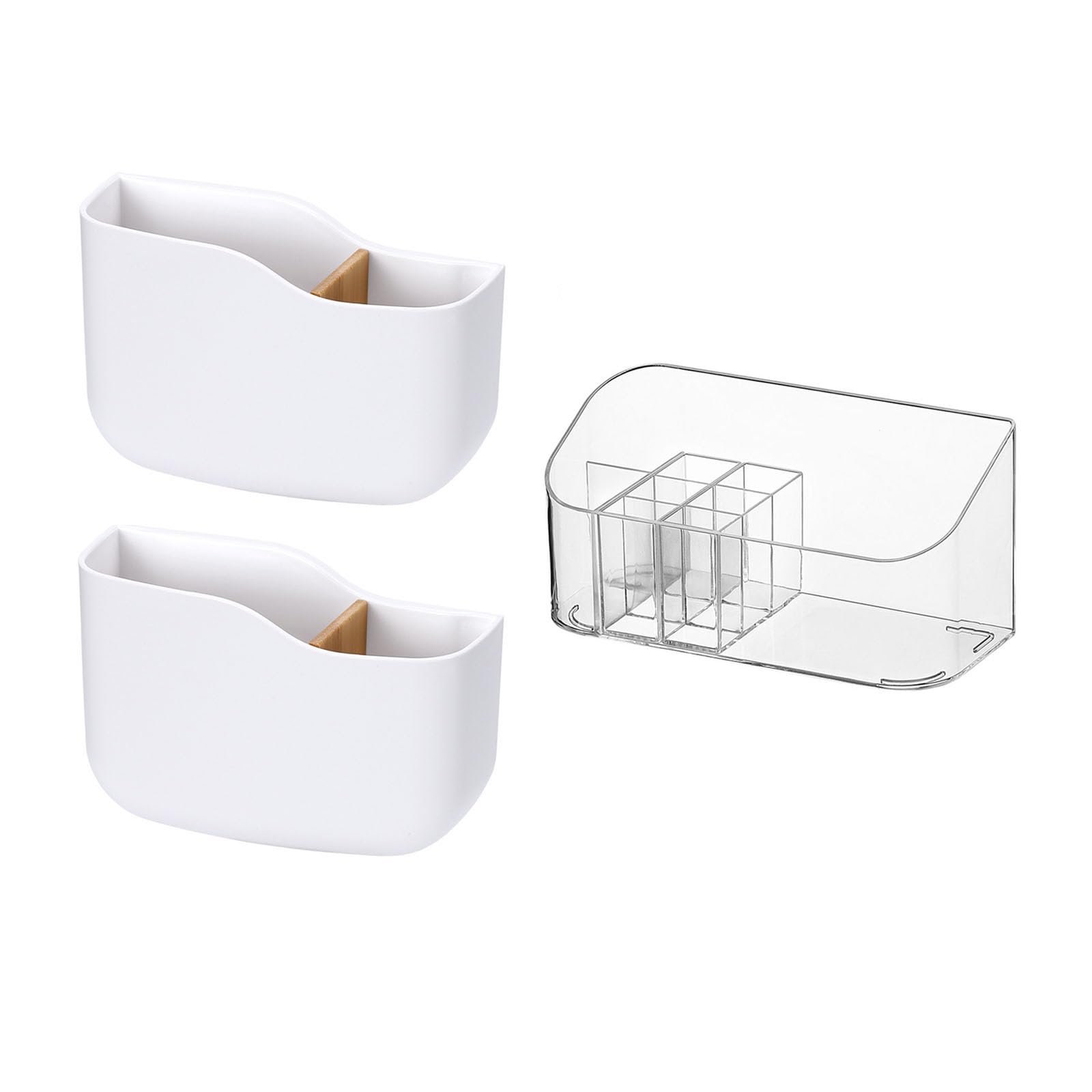 LINFIDITEAdhesive Remote Control Holder 2 PCS and Makeup Organizer Tray