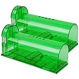 Phosooy Small Humane Mouse Trap, 6.7 x 2.6 x 2.5 Inch Transparent Live Mice Trap That Work, No Kill Catch Release Rat Trap, Plastic Mouse Trap Box Indoor Outdoor, 2 Pack