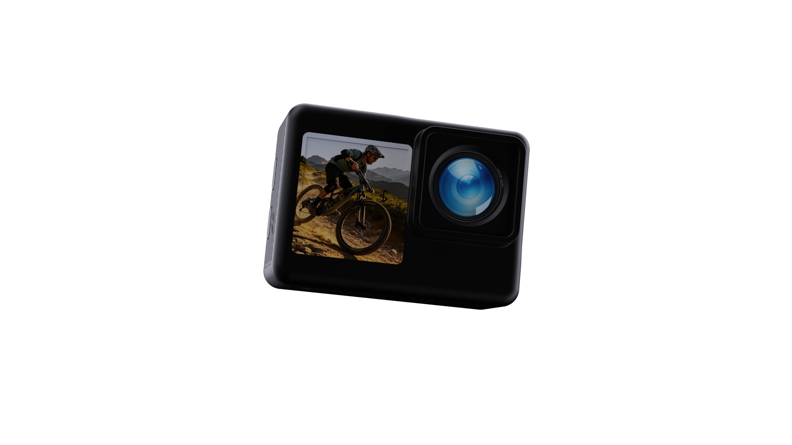 Dual Screen Action Cam FHD 1080P, cámara subacuática de 40 m con batería de 2 x 1050 mAh, tarjeta de 16 GB y juego de accesorios para casco y bicicleta