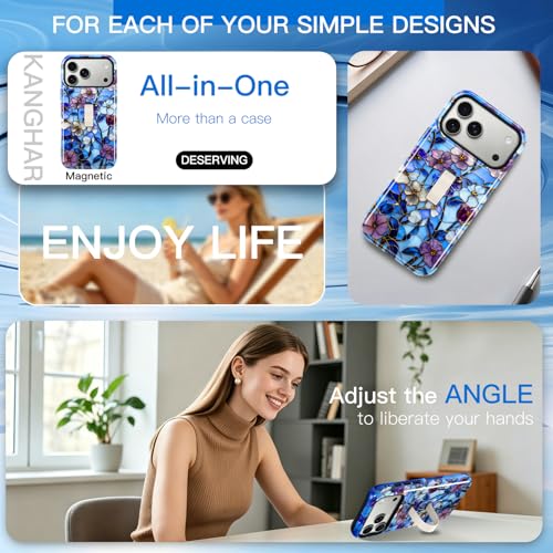 Coque iPhone 17 Pro design vitrail vintage élégant bleu KANGHAR - 6