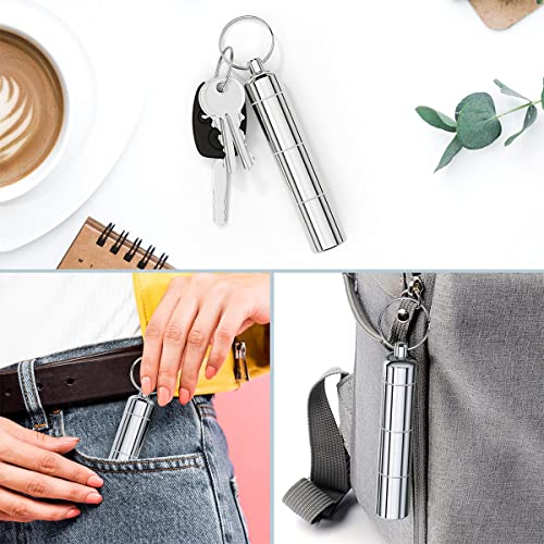 Image of Nipichsha Keychain Pill Holders, Small Pill Box for Purse & Pocket, Metal Tablet Organizer Container, Portable Waterproof Tablet Case with Keychain to Hold Vitamins, Medication, Fish Oil, Silver