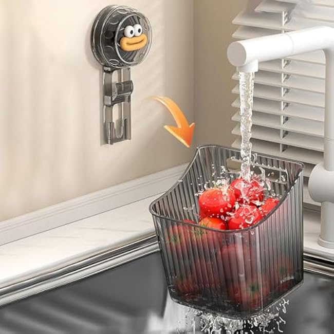 Splicing style Kitchen Storage Organization, Bathroom Organizers and Storage with Cute Duck Sucker, Detachable Kitchen Organizer, Storage Organizer for Kitchens, Bathroom or Refrigerator (Black B)