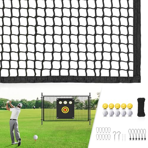 Golf Net Sports Netting Set - 10 x 10ft Practice Net with Target Fabric Rope Rings, Heavy Duty Sports Practice Barrier for Backyard,Indoor, Great Gift for Men/Women/Golf Lovers