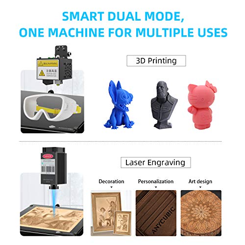 ANYCUBIC Mega Pro 3D Drucker 2 -in-1 FDM mit Lasergravur TMC2208-Treiber für Sehr Leisen Betrieb Große Kapazität (210 x 210 x 205 mm) für 3D Druck & 220 x 140 mm für Lasergravur-Doppelextruder - Image 3