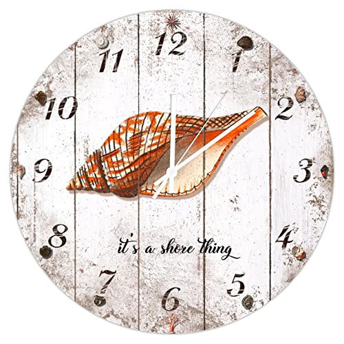 Higoss It's A Shore Thing - Reloj de pared silencioso sin tictac, funciona con pilas, moderno, redondo, vintage, para cocina, oficina, escuela, decoración del hogar, 12 pulgadas Cover