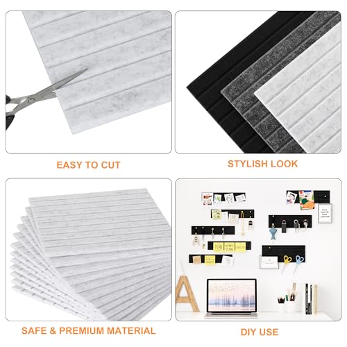 PAG-Mass Felt Bulletin Board 48" x 36" Large Cork Board for Wall Push Pin Board for Office 12 Pack DIY Photo Picture Decorative Panels Squares Wall Tiles for Home, Light Grey — view 6