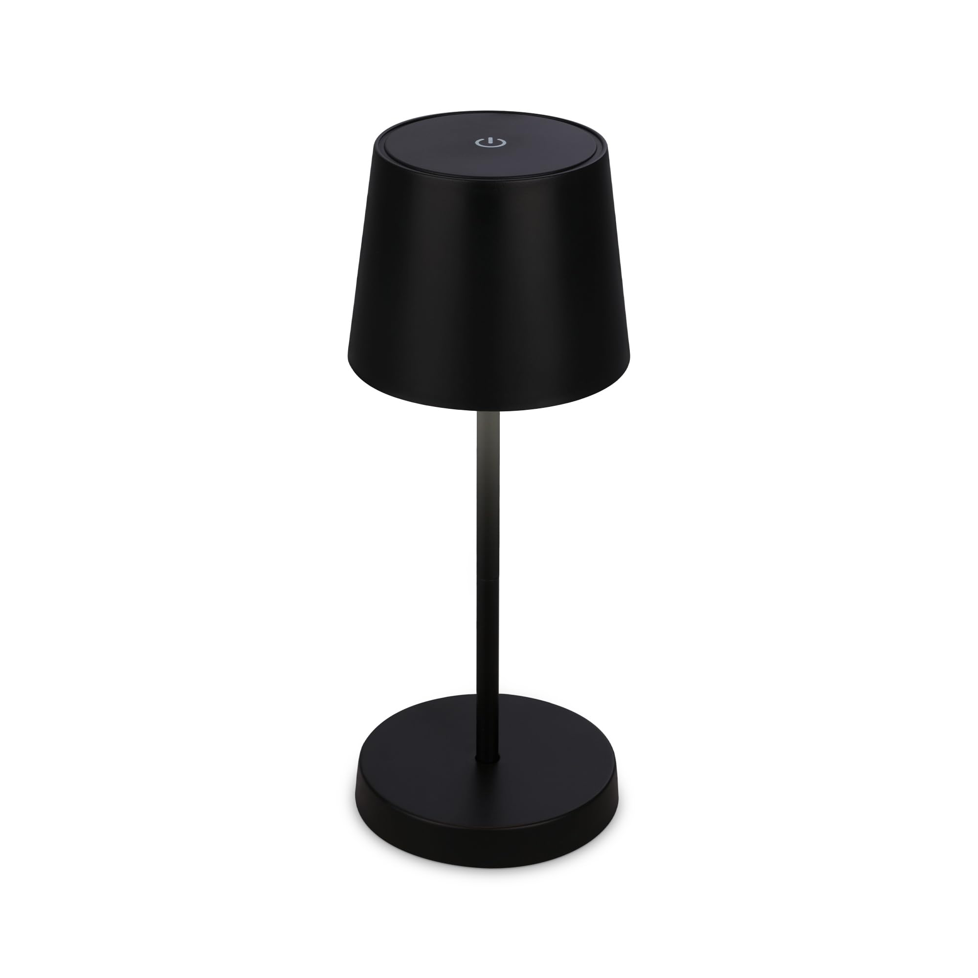 BRILONER - Lampada da tavolo a LED senza fili, lampada da comodino dimmerabile touch, lampada da scrivania, ricaricabile, a batteria, IP44, USB-C, luce bianca calda, 2,6W, 150lm, 105x260mm (DxA), nero