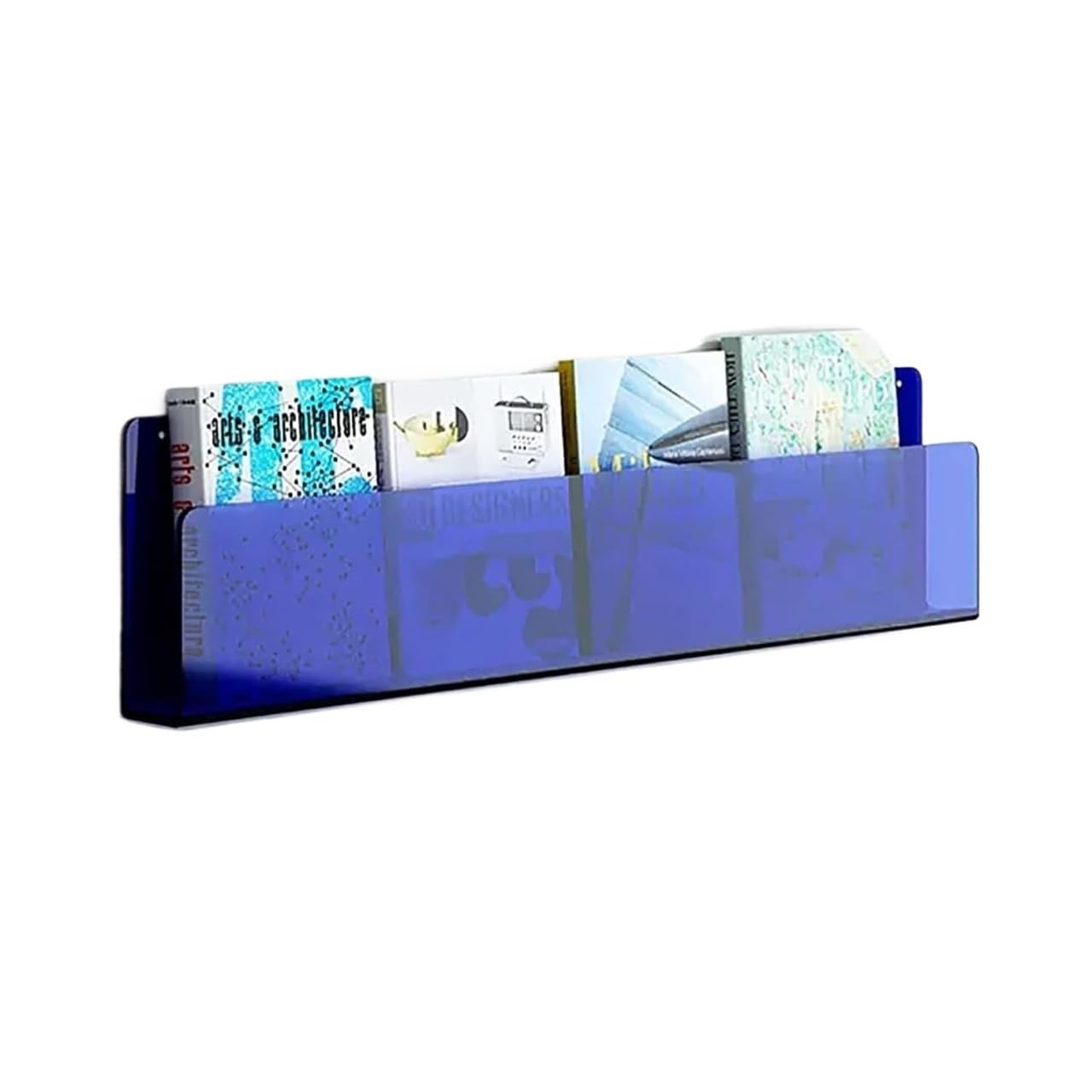 Fcfpxwtz Blue Clear Acrylic Wall Mount Magazine Holder Rack