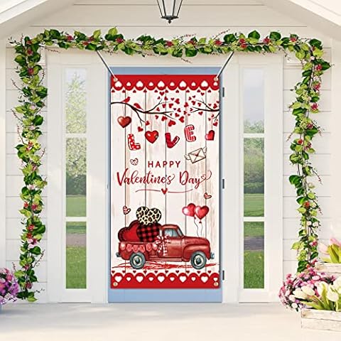 SENSEVEN Valentine's Day Door Decoration Banner Cover