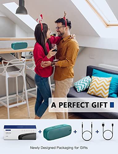 Image of LENRUE Bluetooth Speaker, Wireless Portable Speaker with Loud Stereo Sound, Rich Bass, 12-Hour Playtime, Built-in Mic. Perfect for iPhone, Samsung and More (Green)
