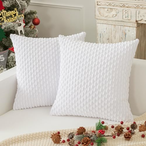 Kevin Textile 2 Packs Pure White Decorative Throw Pillow Covers