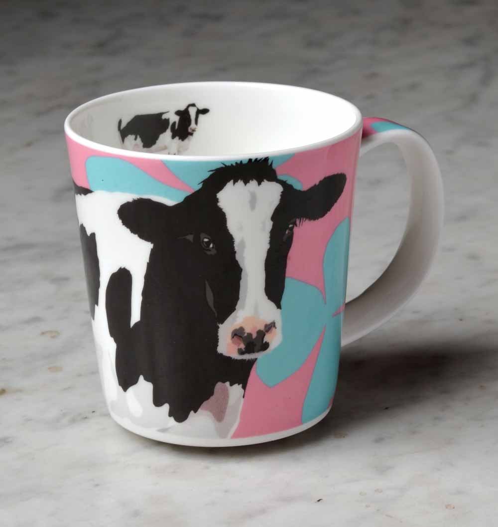 Leslie Gerry Multicoloured Bone China Mug, Friesian Cow