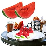 QxAiVMin 8 Pcs Fake Watermelon - 2 Sizes of Artificial Simulation Watermelon Slice, Realistic Lifelike Faux Watermelon Slices Combination for Tiered Tray Kitchen Birthday Wedding Party Decoration