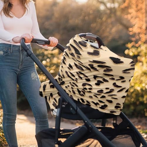 Image of Forchrinse Cheetah Nursing Cover for Babies Breastfeeding Scarf Soft Car Seat Cover Infant Carseat Canopy Multi-Use Cover for Mom