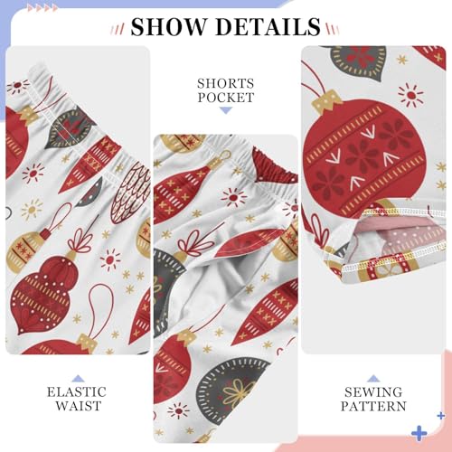 Merry Christmas Balls Boys Long Pants Soft Trousers Elastic Waist Kids Lounge Bottoms with Pockets S-XL4