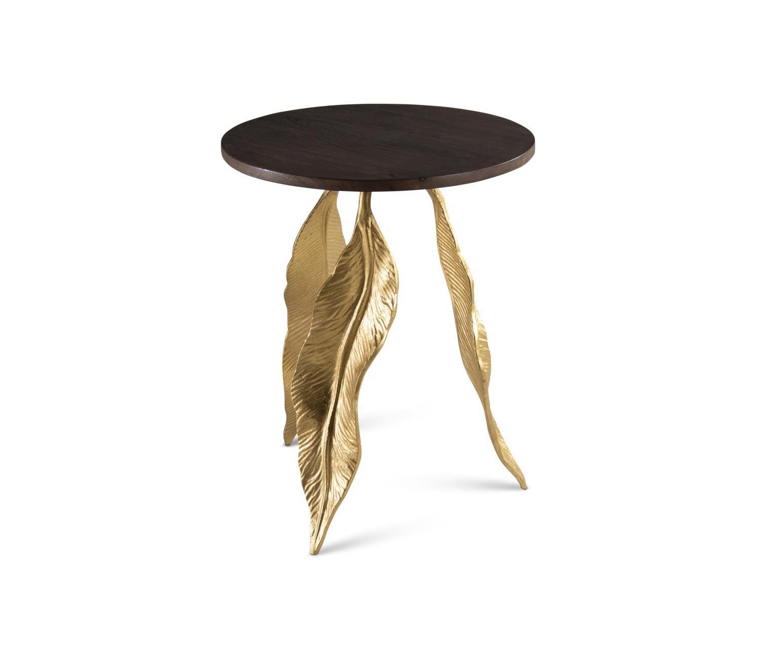 Steve Silver Furniture Verna Accent Table, Gold Leaf Iron Base, Home Decor, Solid Mango Wood Top, Living Room, End Piece, 18" D x 18" W x 22.25" H, Gold