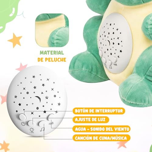 CORALEDA, Peluche de Dinosaurio para Bebes, muñeco Que proyecta Luces y Sonido, Juguetes Bebes 6-12 Meses, Música para Dormir al Bebe con Melodías Relajantes, Dormir al bebé, Regalo de Bautizo niño. - imagen 7