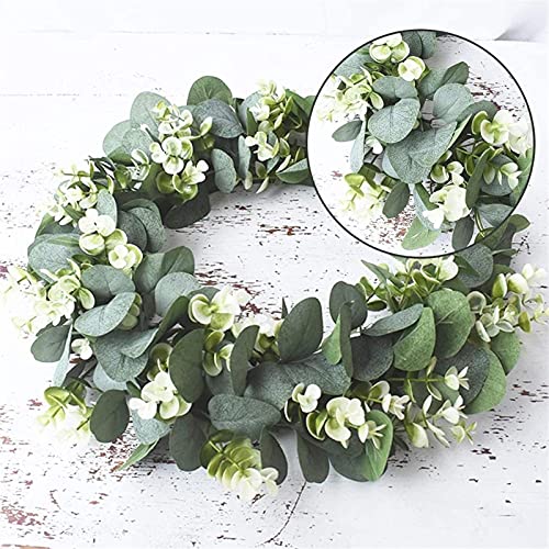 Couronne de Noël en eucalyptus artificiel pour décoration murale et de fenêtre 30 40 cm