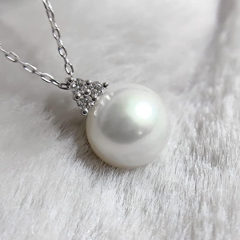 NONNYL Akoya Pearl Necklace for Women- 18K Pearls Pendant Necklace 9-10mm Round Pearl White Pendant 18 inch Sterling Silver Chain - Jewelry Gifts for Women Wife Mom Grandma Daughter