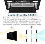 JOEAONZ Insertion de la portée du capot 30 1 cm 800 CFM, Gestuelle en verre noir à capot intégré & Touch Control Éventail d'échappement de cuisine, filtres à mailles Hotte recirculation double LED Lumières ductées/sans Ductless convertibles