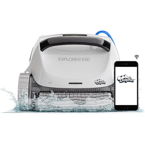 Dolphin (2026 Model) Explorer E50 Wi-Fi Automatic Robotic Pool Vacuum Cleaner, Waterline Scrubber Brush, Ideal for All Pool Up to 50 Feet in Length