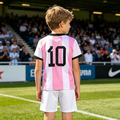 Image of Soccer Jersey Kids Boys Argentina Jersey Shirt Soccer Boys Tshirts Round Neck Short Sleeve Top