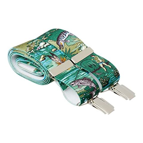 Anglers Fishing Design Trouser Braces X 35mm Wide 4 Silver Clips 44 Inch (Standard (44 Inches Long)) Cover
