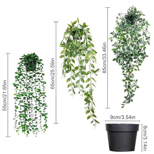 Artificial Hanging Plant, 3 Pack Fake Hanging Plants with Pot, Greenery Faux Fake Ivy Decor, Fake Ivy Potted Plants for Indoor Outdoor Home Decor Wall Room Patio Office Table Shelf - Cosy Home Interiors Artificial Hanging Plant, 3 Pack Fake Hanging Plants with Pot, Greenery Faux Fake Ivy Decor, Fake Ivy Potted Plants for Indoor Outdoor Home Decor Wall Room Patio Office Table Shelf - Image 4