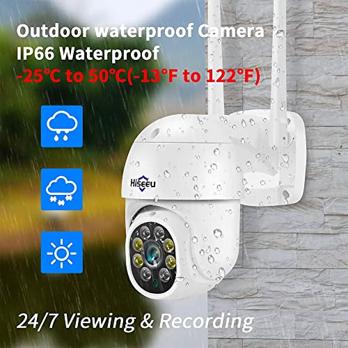 Hiseeu 2K 3Mp Ptz Security Camera Outdoor,Wifi Camera, Auto Tracking&Light Alarm Floodlight & Color Night Vision,360° View,Two-Way Audio, Motion Detection,Compatible Wireless Camera System #TOP5