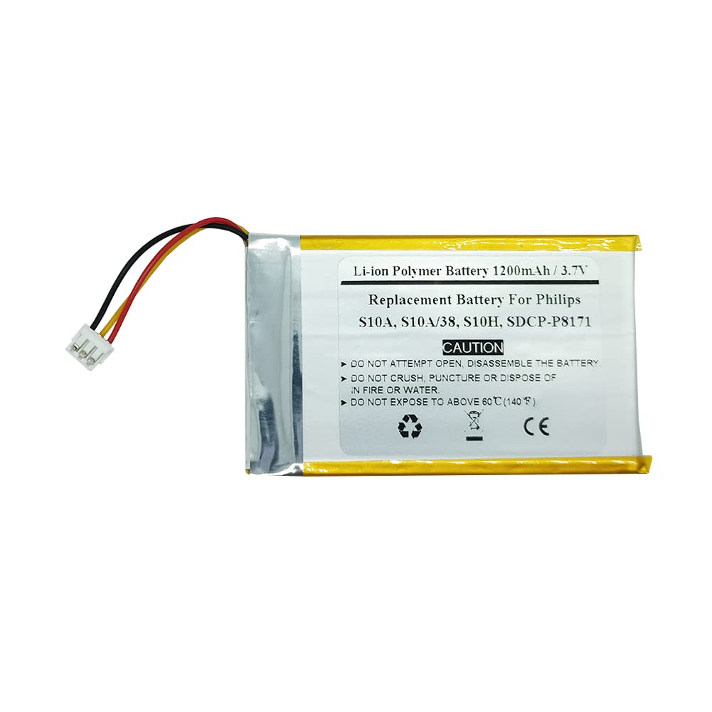 Batería de repuesto de 1200 mAh con 3,7 V de larga duración para Philips S10H 3
