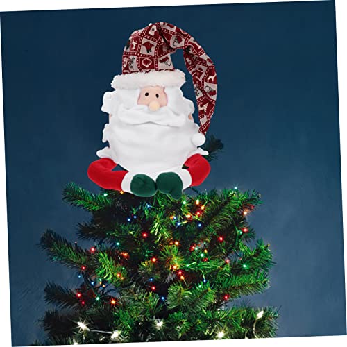 Topper de árbol de Navidad de tela PRETYZOOM con Papá Noel y Estrella para adornos festivos 8