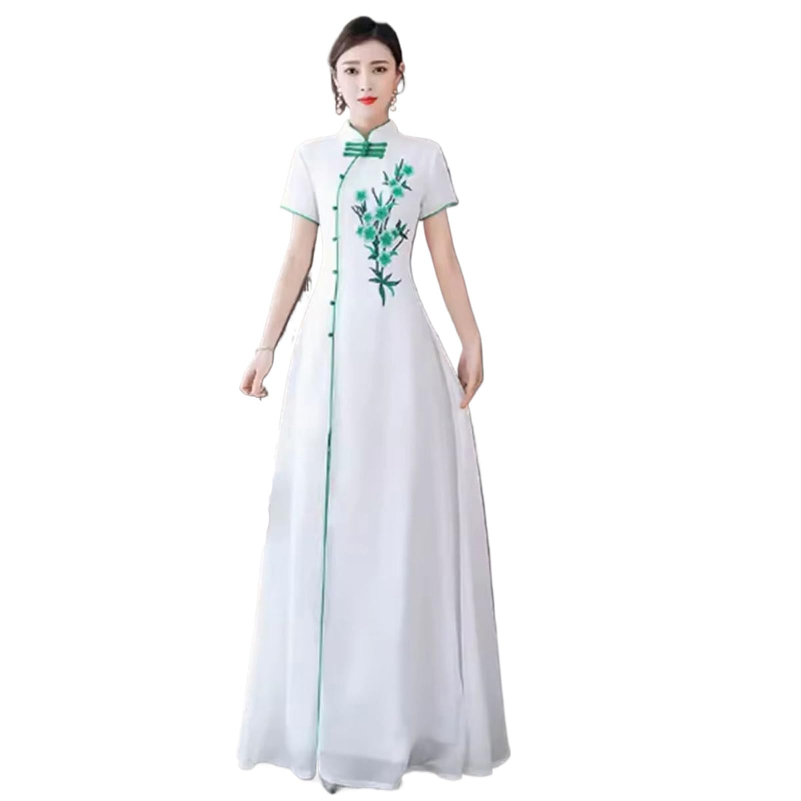 Vestido chino de verano largo en gasa para evitar el calor 4