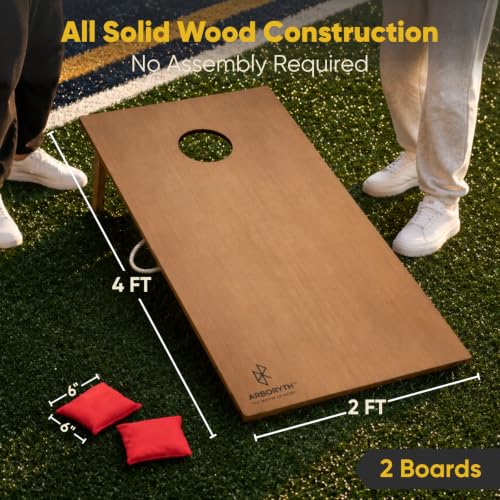 Image of Cornhole Board Set for Adults, Premium Wooden Bean Bag Toss Game with 8 All-Weather Bean Bags, Integrated Bean Bag Storage, Foldable Legs Outdoor Game