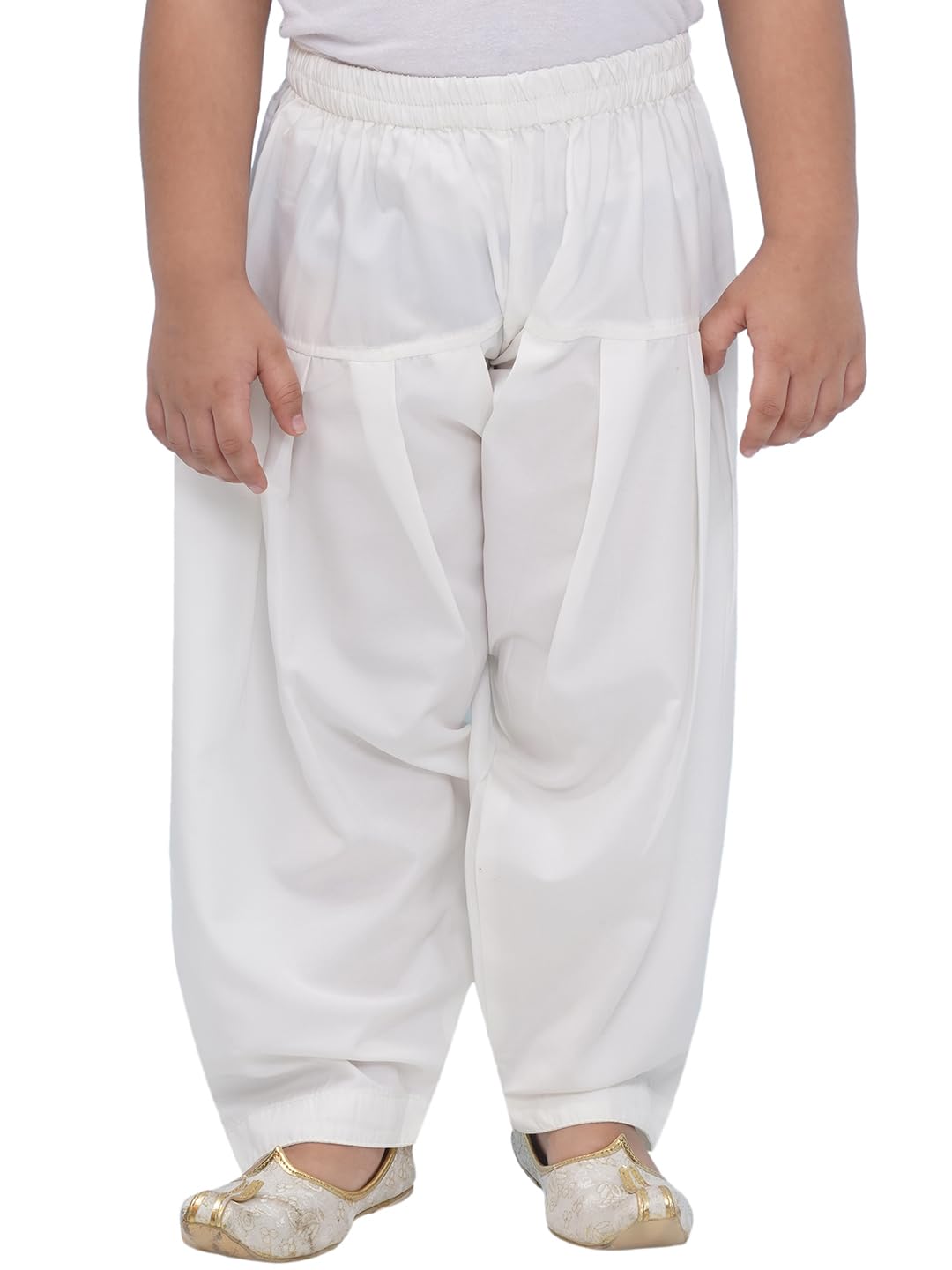 Kids Ethnic Wear Solid White Pajama Pant For Boys