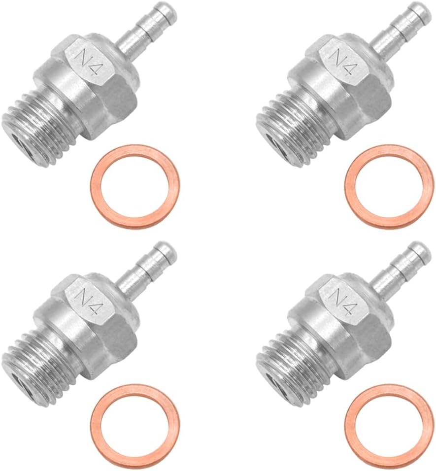 OGRC 4pcs Hot Glow Plug N4 Spark Nitro Engine Parts Replace OS for Traxxas Kyosho HSP HPI Redcat 1/8 1/10 RC Car Truck