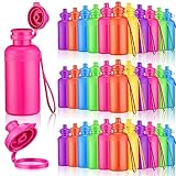 Bokon 60 Pcs 18 oz Reusable Water Bottles for Kids, Sports, School; Plastic, Non-Slip, DIY Blank Design with Strap & Squeeze Top Lid